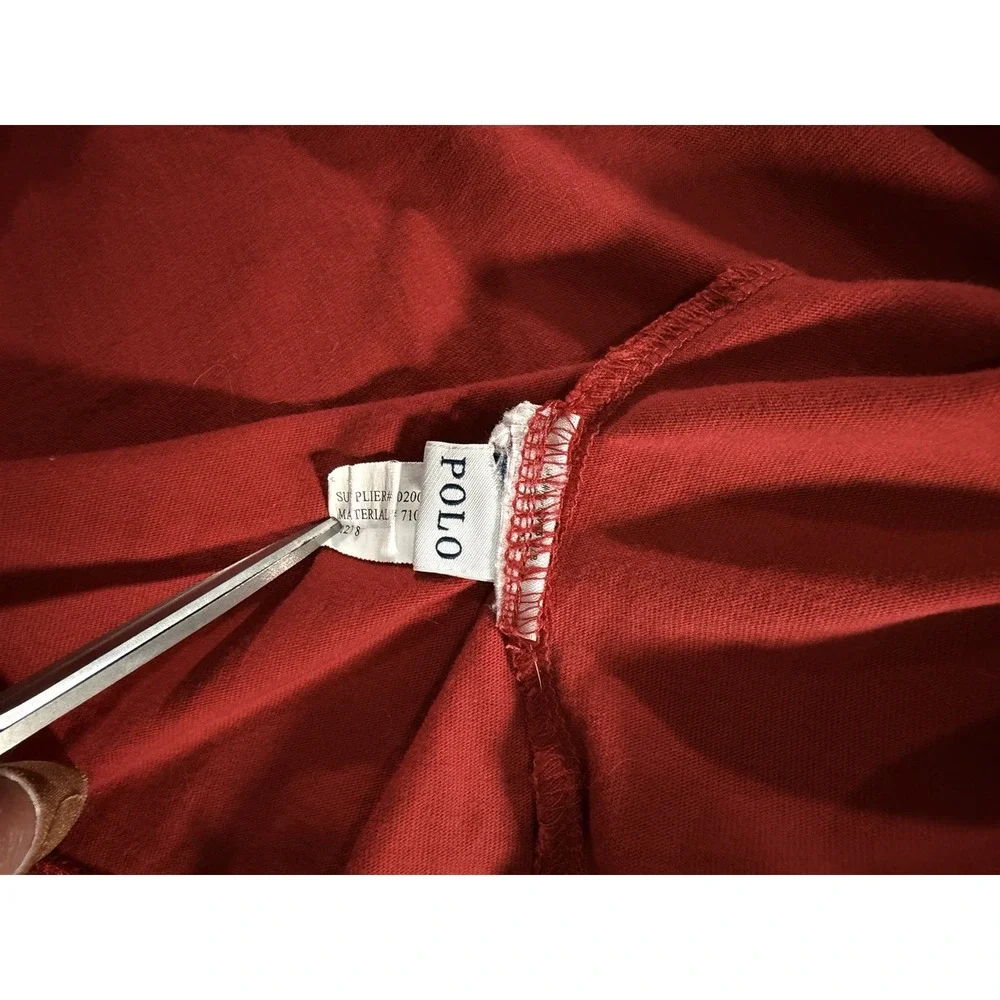 Polo Ralph Lauren Shirt Mens L Red Classic Fit V Neck Embroidered Pony Tee
